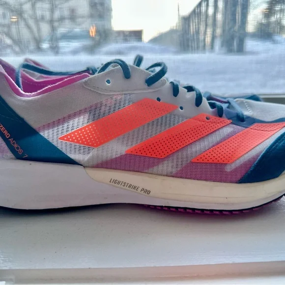 Adidas Adizero Adios 7 shoes, M7.5/W8.5, EUC - Picture 7 of 11